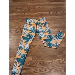 ALLURIN ATHLETICS Leggings Size L Color Paradise (Yellow Teal)